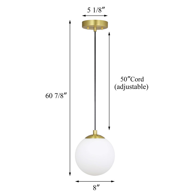 Luminaire suspendu 1 lumière Andren, Laiton satiné