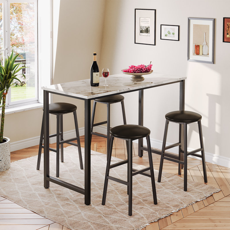 Plattsburgh Bar Stools 24.8" PU Upholstered Breakfast Stools (Set of 2)