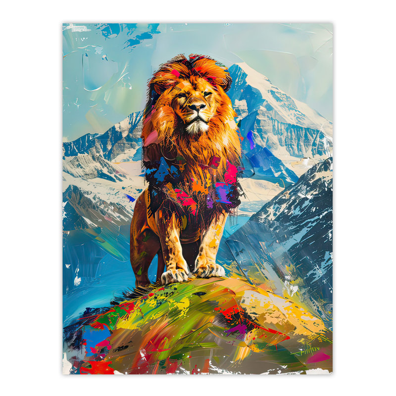 Lion Nature Animal Lover Mountain King Wall Art Print