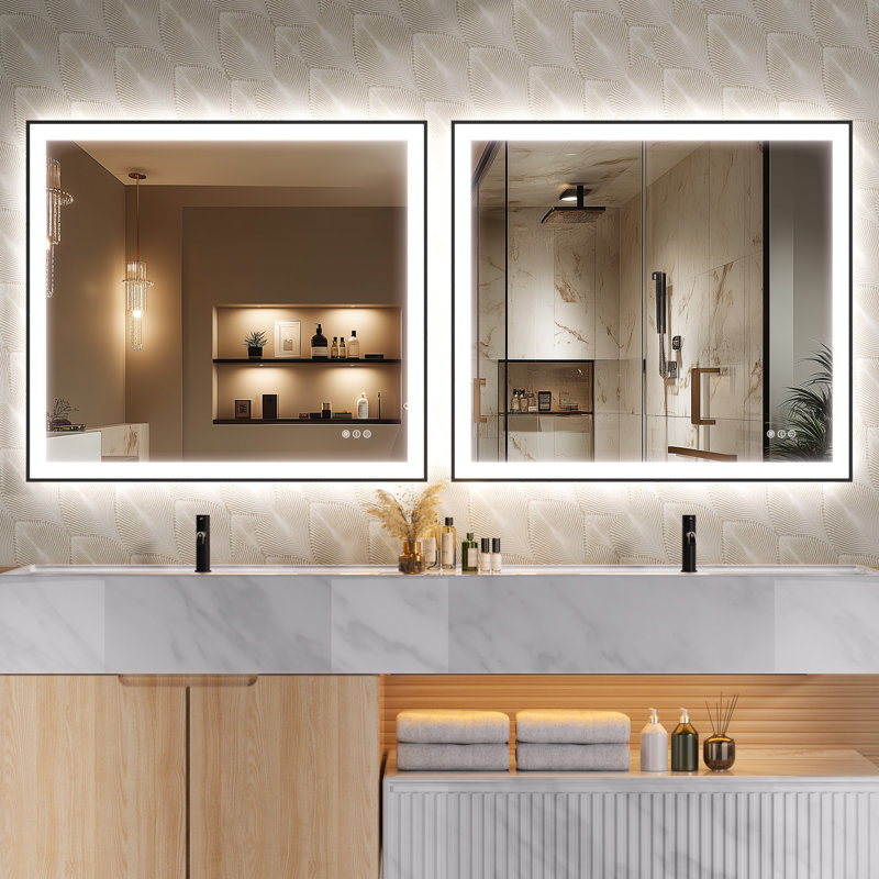 Wrought Studio™ LED Bathroom Mirror with Lights, Lighted Vanity Mirrors for Bathroom Anti-Fog, Dimmable, 3 Colors, Wall Mounted  with ETL & 5-Year Warranty