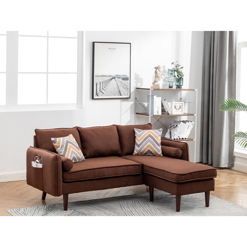 Canapé modulaire en lin avec profondeur d'assise de 20 po et coussins décoratifs 70 po