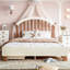 Lit plateforme avec rangement, structure en bois massif, tête de lit ronde, sans sommier-747716795