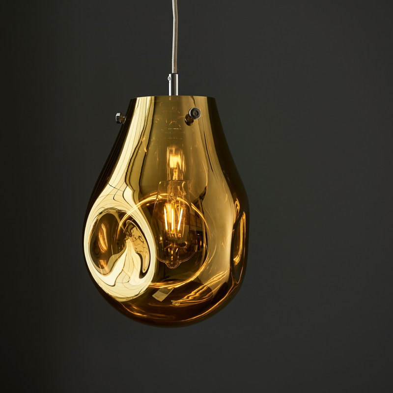 Alyca 1 - Light Chrome Teardrop Pendant, Gold