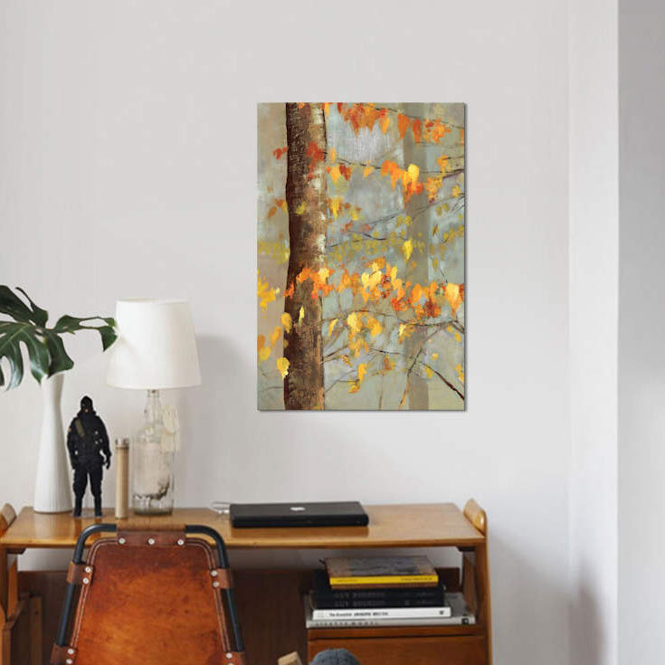 « golden branches i », impression sur toile, H 26 po x l 18 po x P 1,5 po, Toile tendue, Pas de tapis