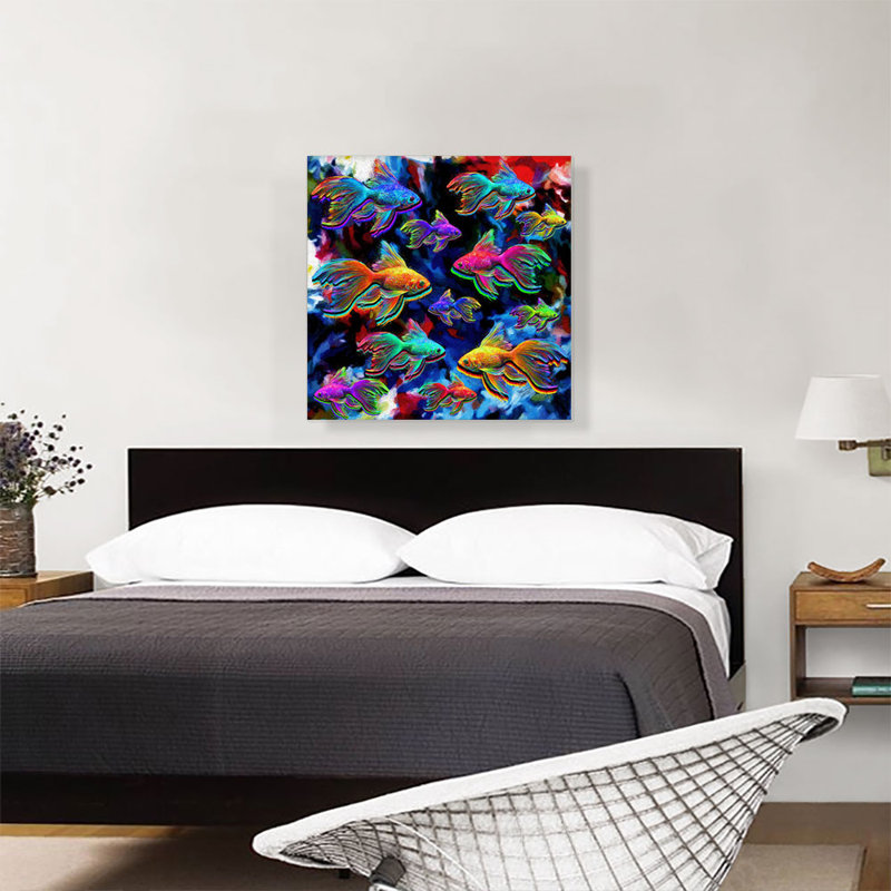 Goldfish Freshwater Aquarium Fish - impression sur toile tendue, H 26 po x l 26 po x P 0,75 po