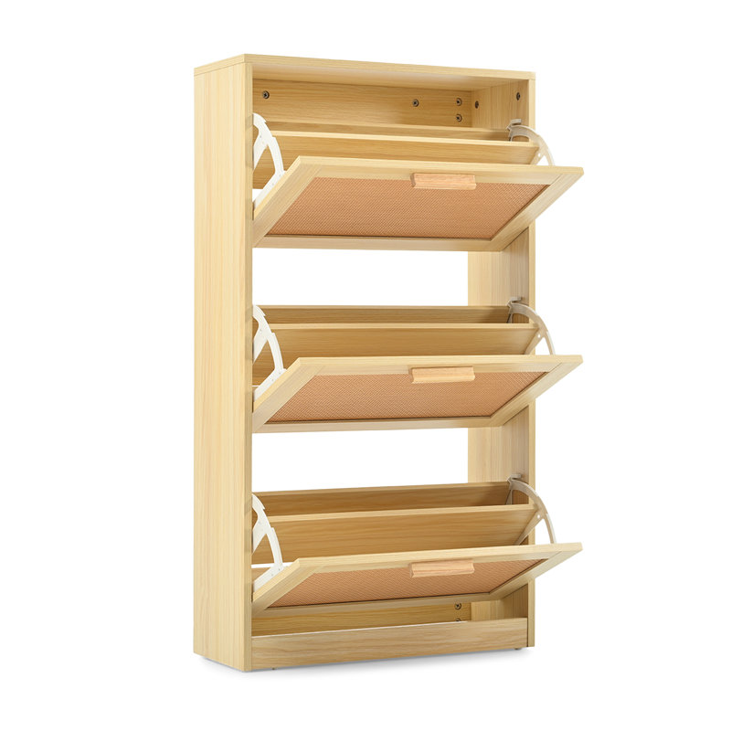 18 Pair Shoe Storage, Natural Wood
