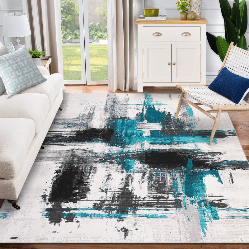 Tapis moderne lavable à la machine, Rectangle 9 pi x 12 pi