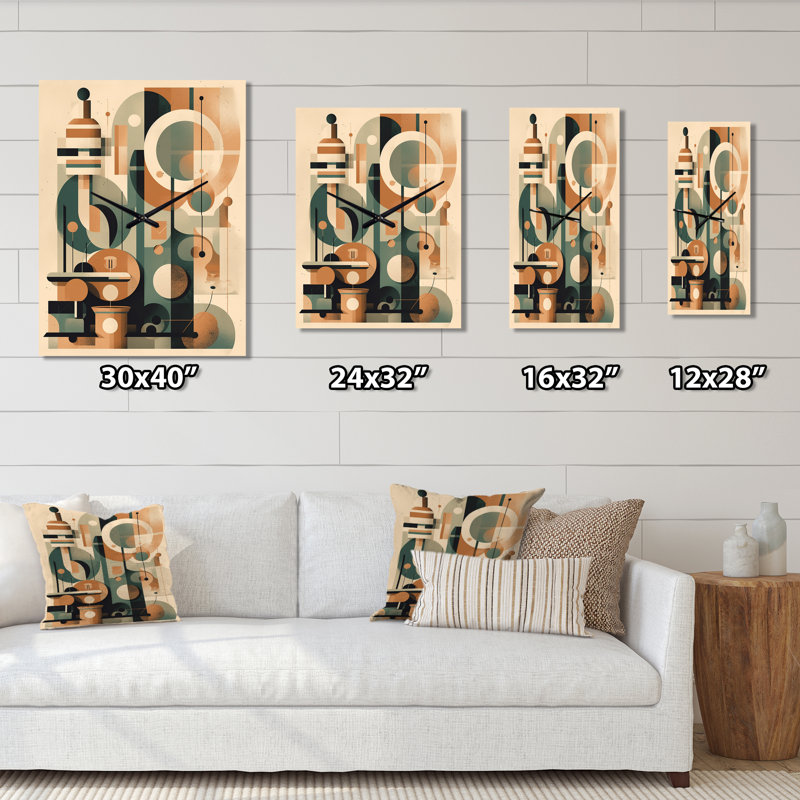 Jakare - Horloge murale abstraite Mid-Century, H 28 po x l 12 po x P 1 po