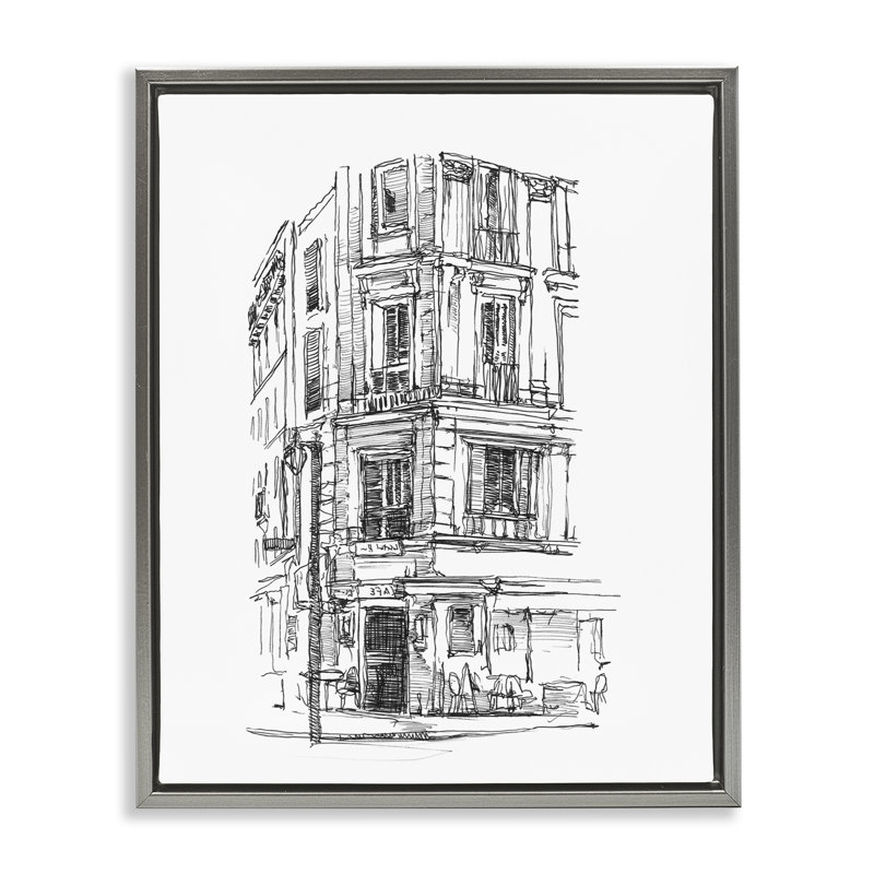 Cadre flottant Parisian Boulevard Architecture, design par Ethan Harper, Cadre flottant gris lustré, H 31 po x l 25 po