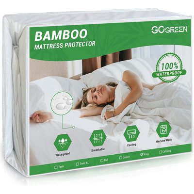 Housse de protection pour matelas imperméable Gogreen, housse de matelas pour lit de refroidissement respirant avec housse de protection pour matelas en plastique à poches profondes de 6 à 15 po (jersey de bambou, simple TG 39 po x 80 po)