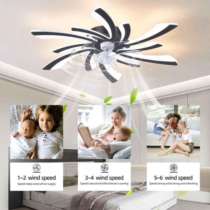 30.7In Ceiling Fan With Lights, Remote Control 3 Color Temperatures,6 Gear Wind Speed Fan Light, Black