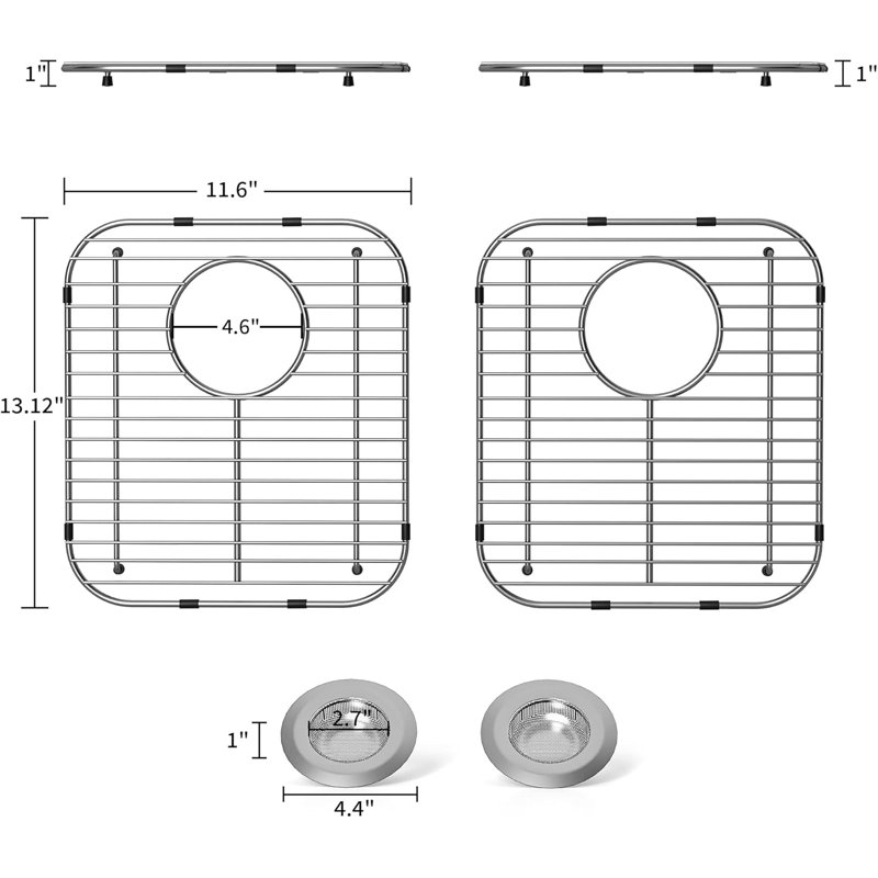 2Pack Sink Protectors for Kitchen Sink 13.1''x11.6''x1'', 304 Stainless Steel