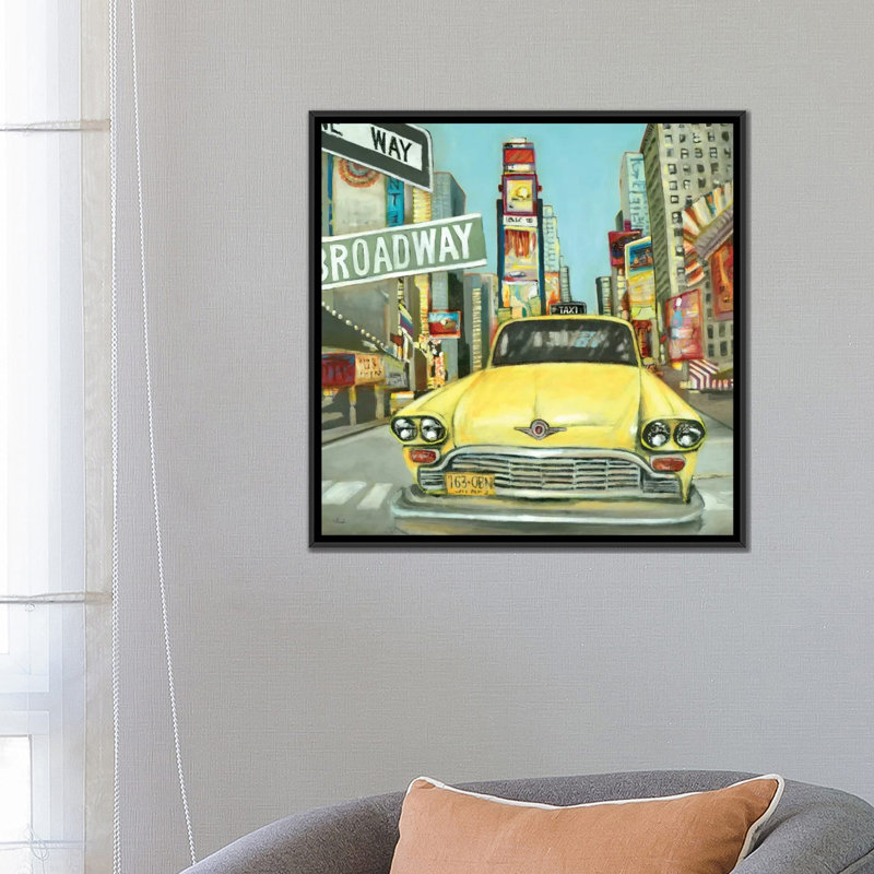 « new york », reproduction d’impression sur toile, H 18 po x l 18 po x P 1,5 po, Toile avec cadre noir, Pas de tapis