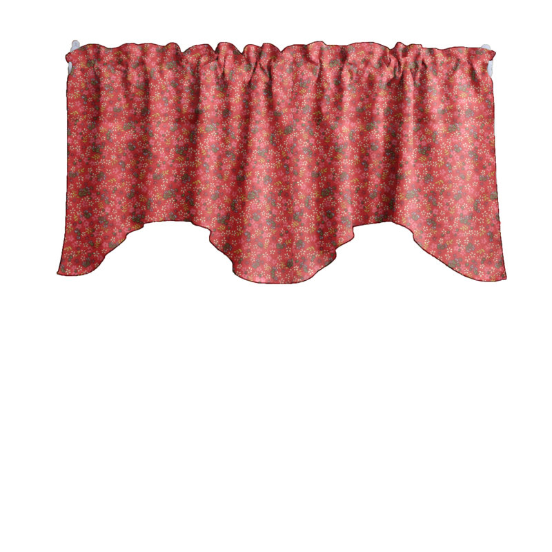 Cantonnière festonnée à motif de petites fleurs, Rouge
