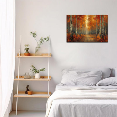 Abisali scène d'hiver nature décoration murale automne forêt d'automne, impressions sur toile, affiche d'art graphique pour salon, bureau à domicile, prêt à être accroché, 18 po x 24 po