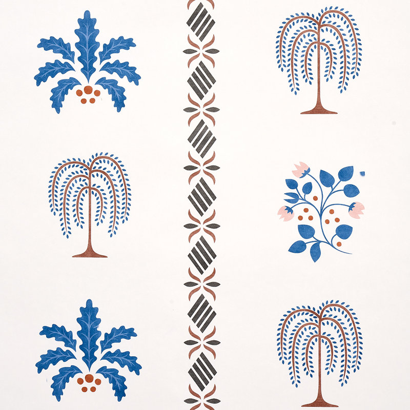 Willard House Stencil Wallpaper, Blue