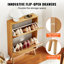 Range-chaussures avec 2 tiroirs rabattables, range-chaussures pour le vestibule, range-chaussures autoportant avec portes en rotin pour talons, bottes et pantoufles
