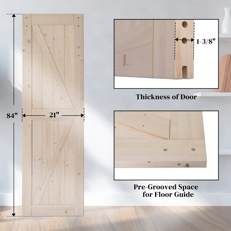 Porte de grange double 84 po avec quincaillerie 7 pi, 48 po x 84 po, Beige