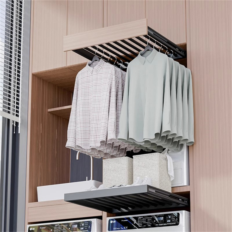 Support à linge rétractable Above-Dryer - Système de vêtement escamotable dissimulé, H 1,77 po x l 26 po x P 21,25 po