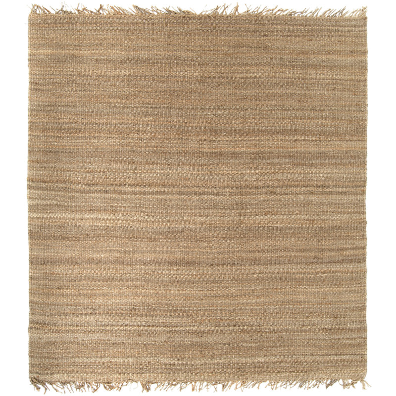 Tapis brun tissé à la main et à plat, Carré 8 pi