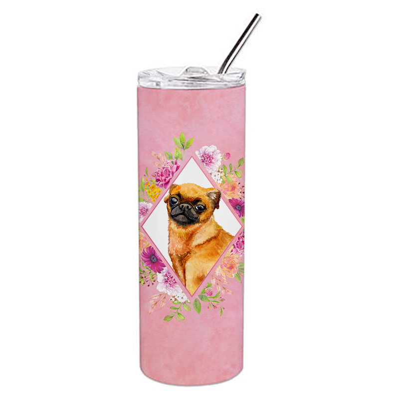 E23BF9F8391D466E9CA4F8DFEBD9A7DB de verre 20 oz à double paroi en acier inoxydable chiot, Brabant Griffon, Rose