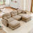 Modular Sectional U Shaped Couch With Ottoman, Premium Chenille Fabric,With 2 Throw Pillows, High-Density Foam Tufted Cushion Backrest Design,Easy Install-1152460468