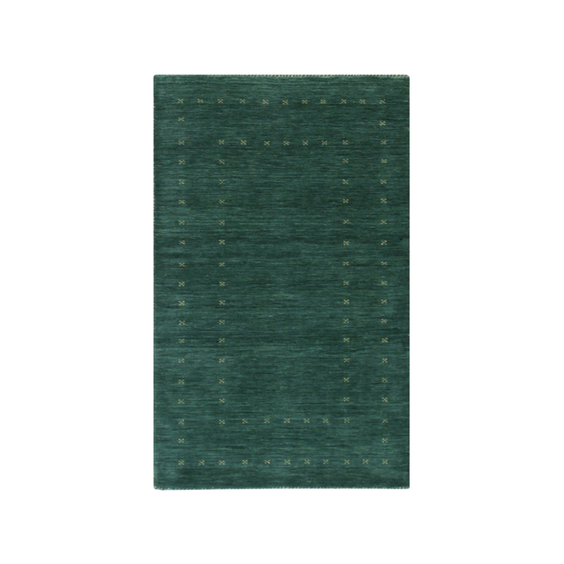 Tapis vert en laine fait à la main Kristilyn, Rectangulaire 4 pi x 6 pi