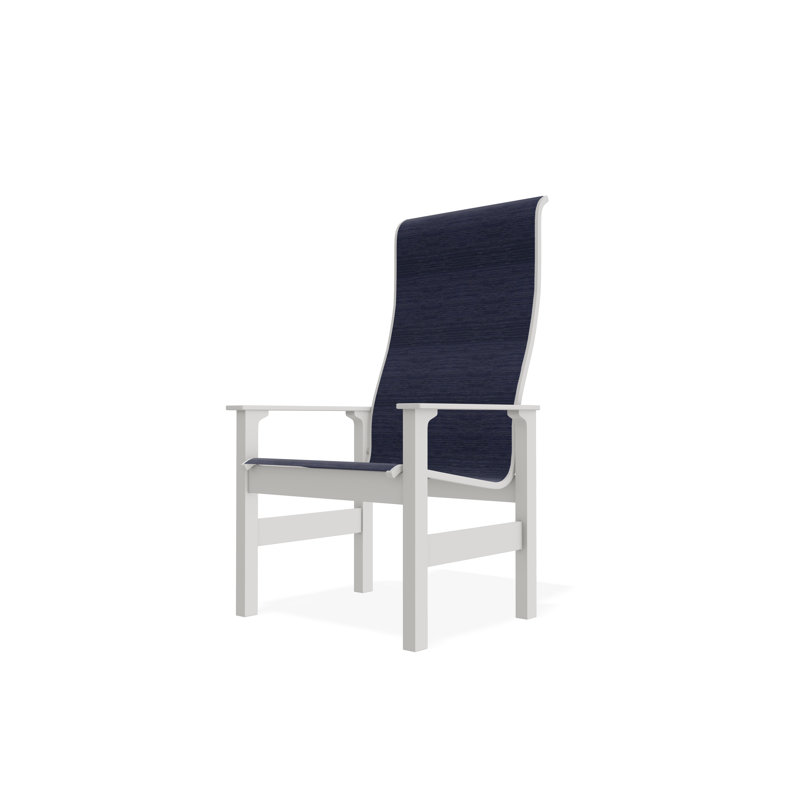 Leeward Sling Marine Grade Polymer Supreme Arm Chair, Collect Indigo, Warm Gray