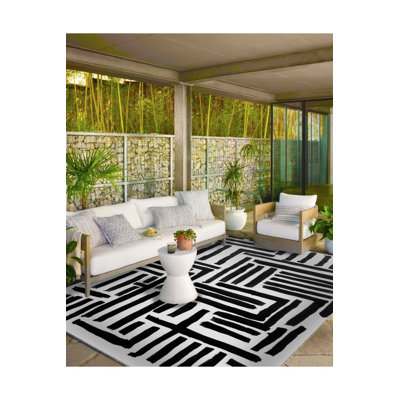Thick Striped Themed Decorative Washable Rug
