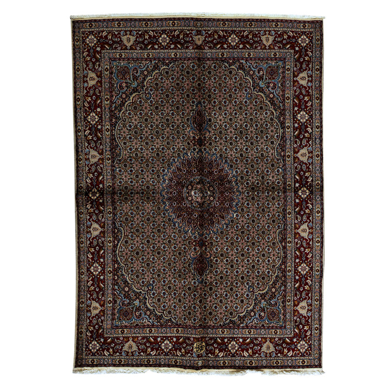 Hand-Knotted High-Quality Brown and Blue Runner