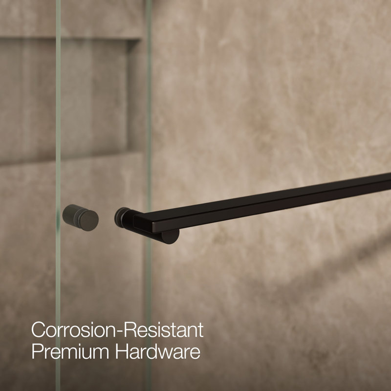 Revel 59.63'' x 76'' Double Sliding Shower Door with CleanCoat® Technology, Anodized Dark Bronze, Crystal Clear