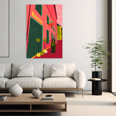 Contemporary Art Colorful Modern Abstract Dog City Sunrise Wall Art