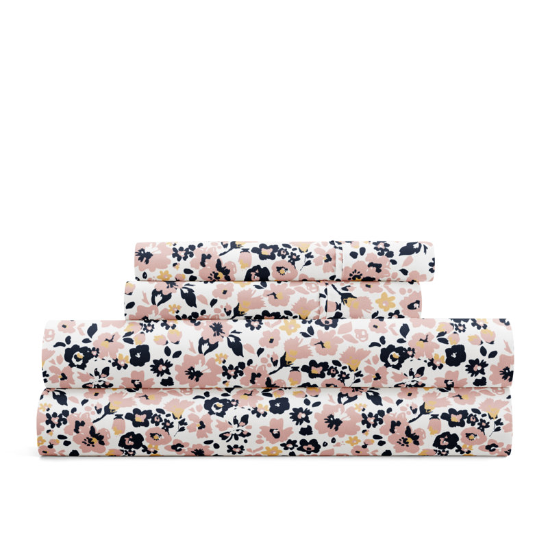 Mauve Floral Twin Microfiber Kids Cover Sheet Set