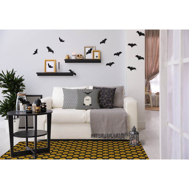 Tapis rectangulaire en chenille tissé à la machine à motif d'automne doré Dearie, Rectangle 3 pi x 5 pi
