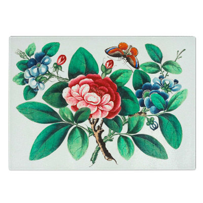 Glass Flowers & Butterfly Chopping Board
