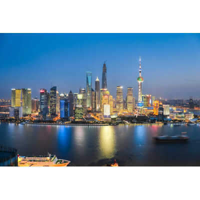 Beautiful Night In Shanghai by Chuyu - Wrapped Canvas Print