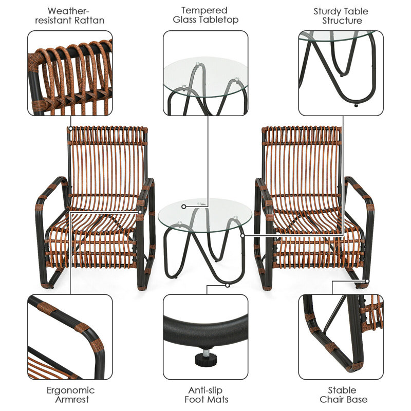 Lakely 2 Seater Rattan Conversation Set