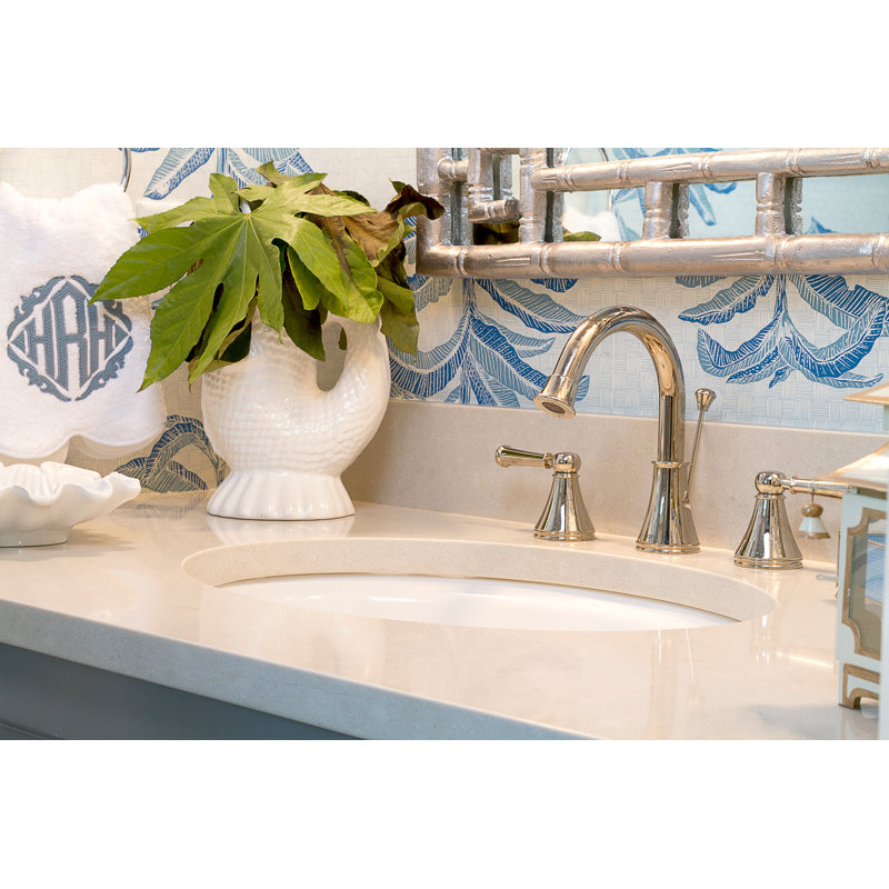 Polished Nickel Widespread Brass Bathroom Faucet with Drain Assembly