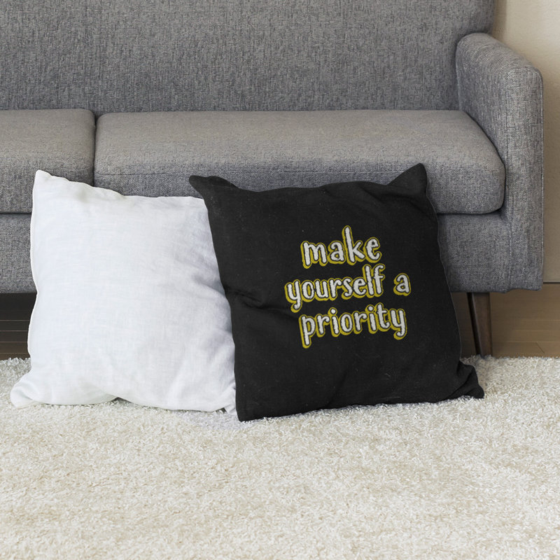 Coussin de sol « self », H 36 po x l 36 po, Jaune