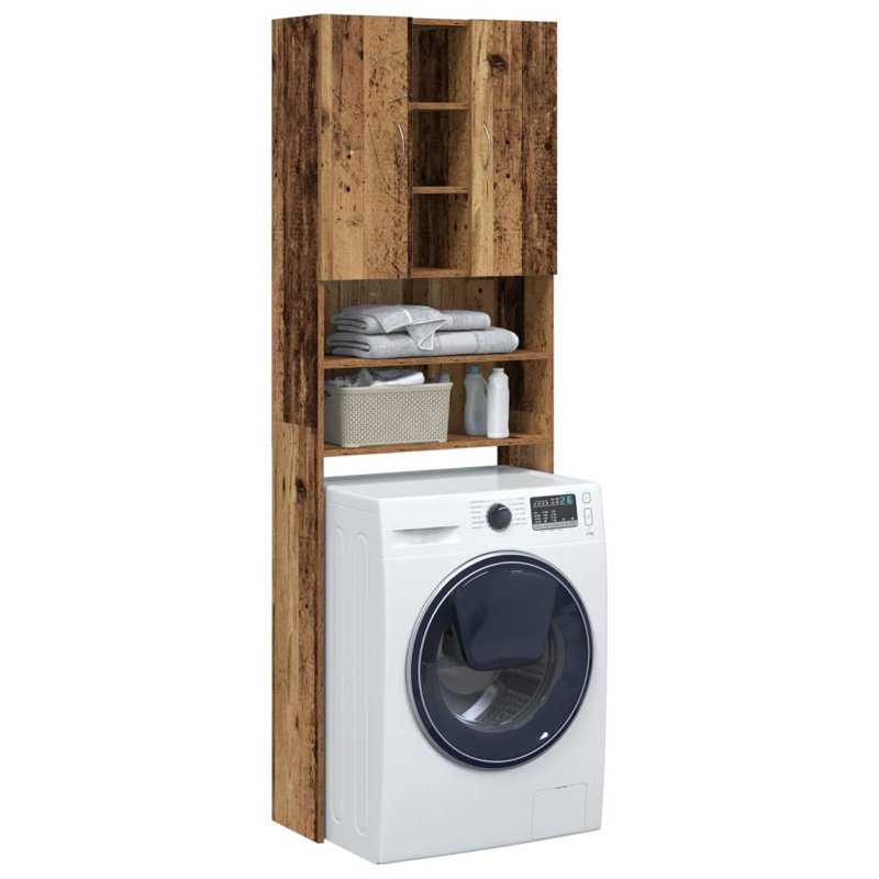 Awaah Solid Wood Freestanding Linen Cabinet, Old Wood