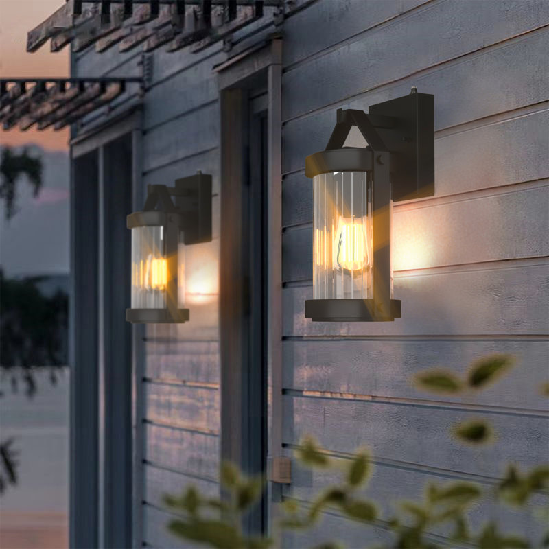 Dusk To Dawn Outdoor Wall Light Fixtures Photocell Sensor Exterior Lantern Sconce Lighting Waterproof Outside Wall Mount Lamp For House Patio Garage Entryway Doorway(Bulb Not Include)