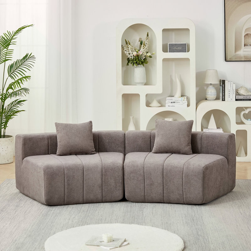 Canapé modulaire courbé Chenille, Grey