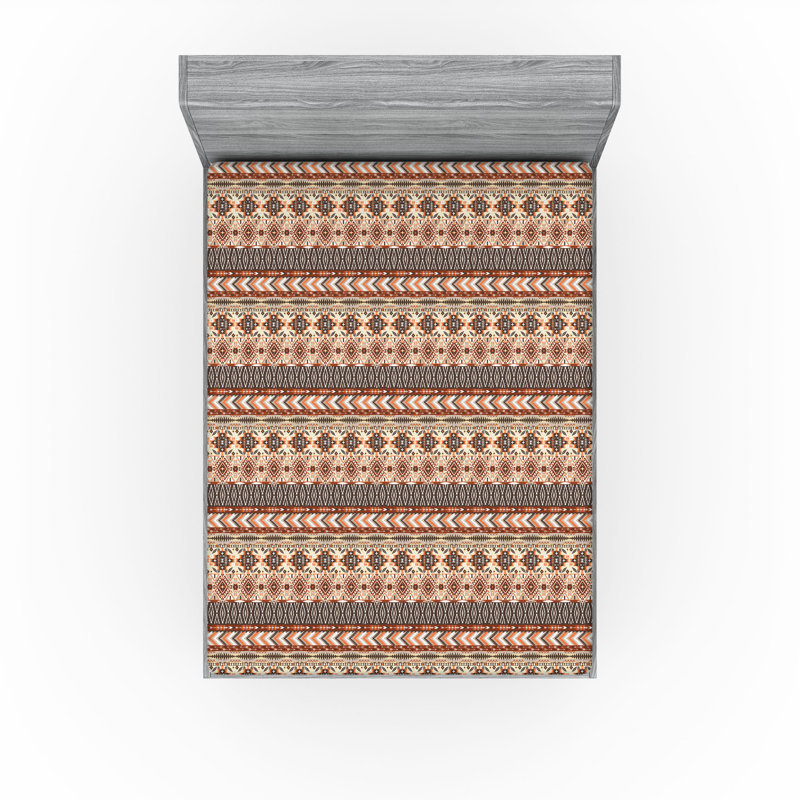 Drap-housse Ambesonne, Cacao foncé, séquoia / chevron, Drap-housse grand