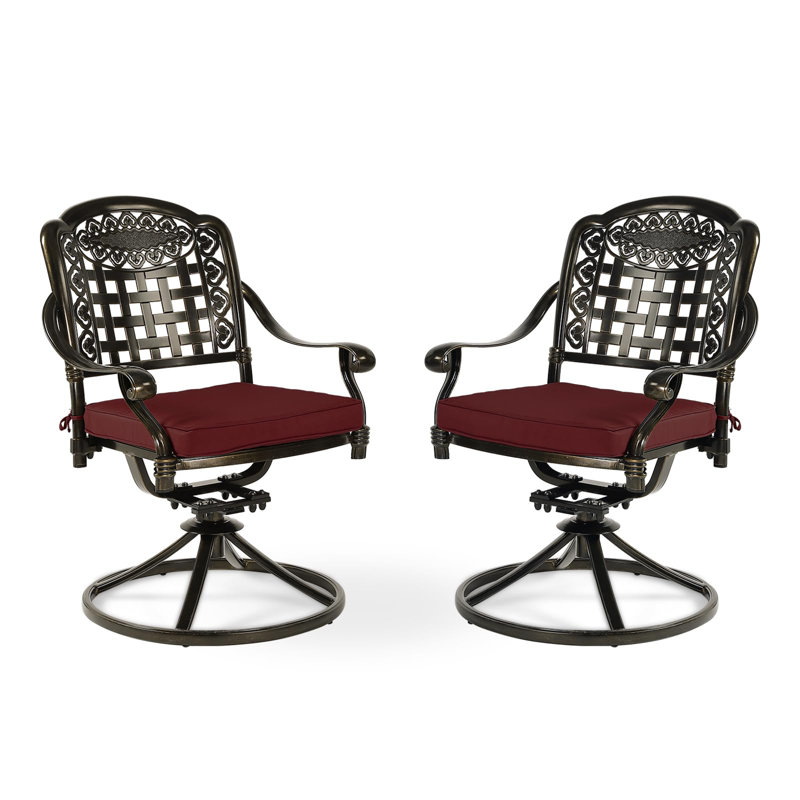 Chaise de patio pivotante avec coussin, Rouge piment