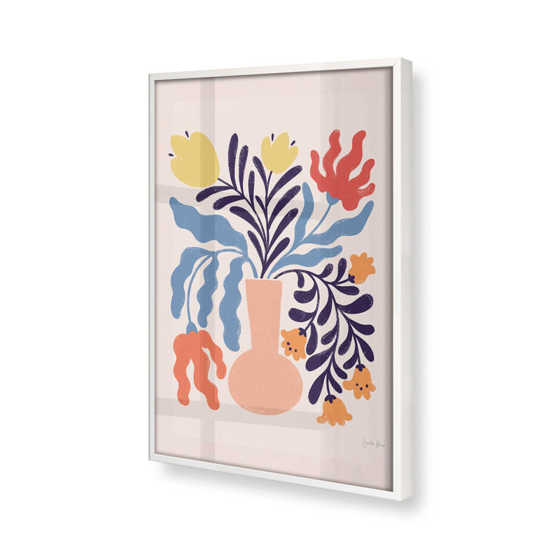 «Playful Garden Vase I», Cadre opaque blanc, H 15 po x l 12 po