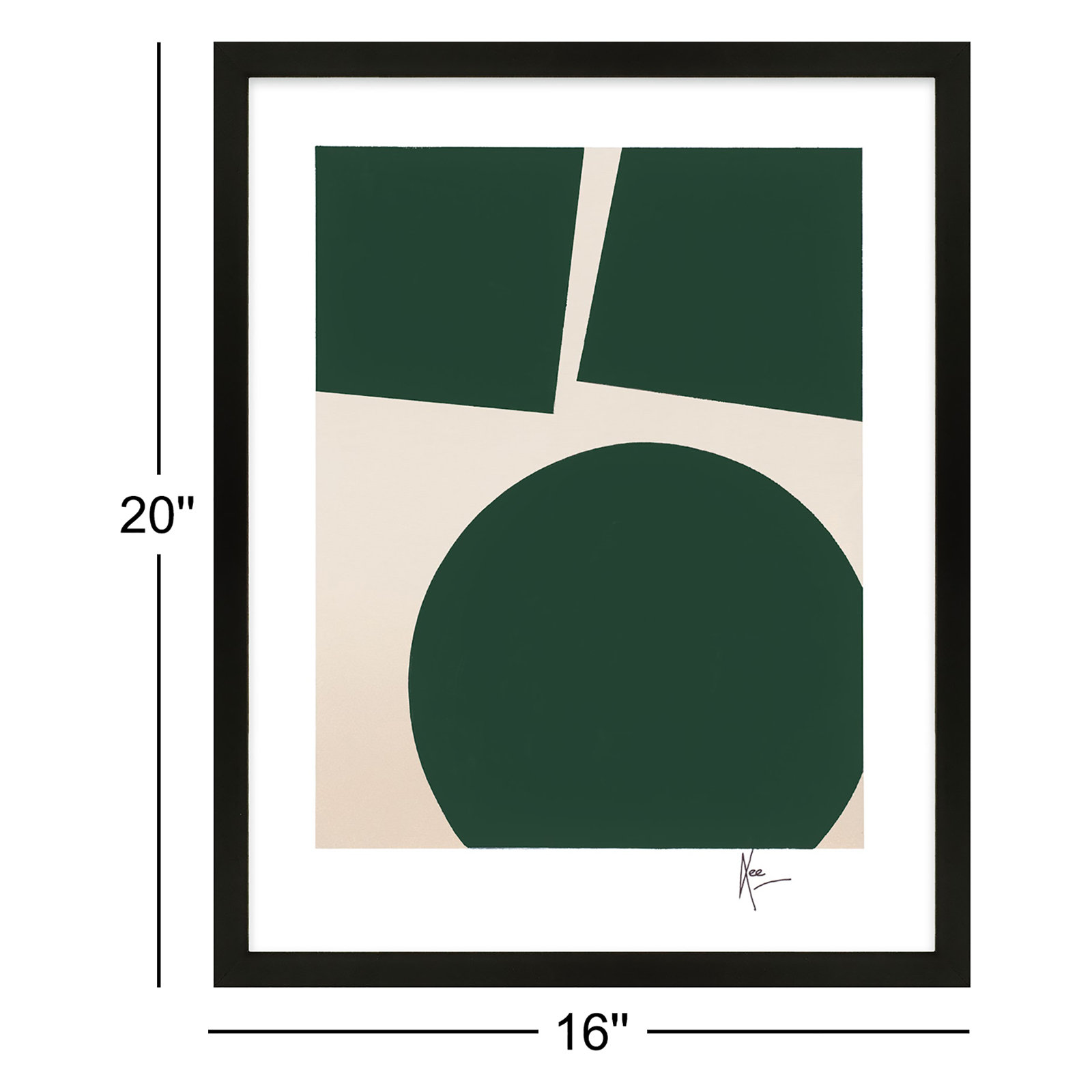 You & Me In Green 1 by Lee Lessem, 20" H x 14" W x 1.25" D, Black