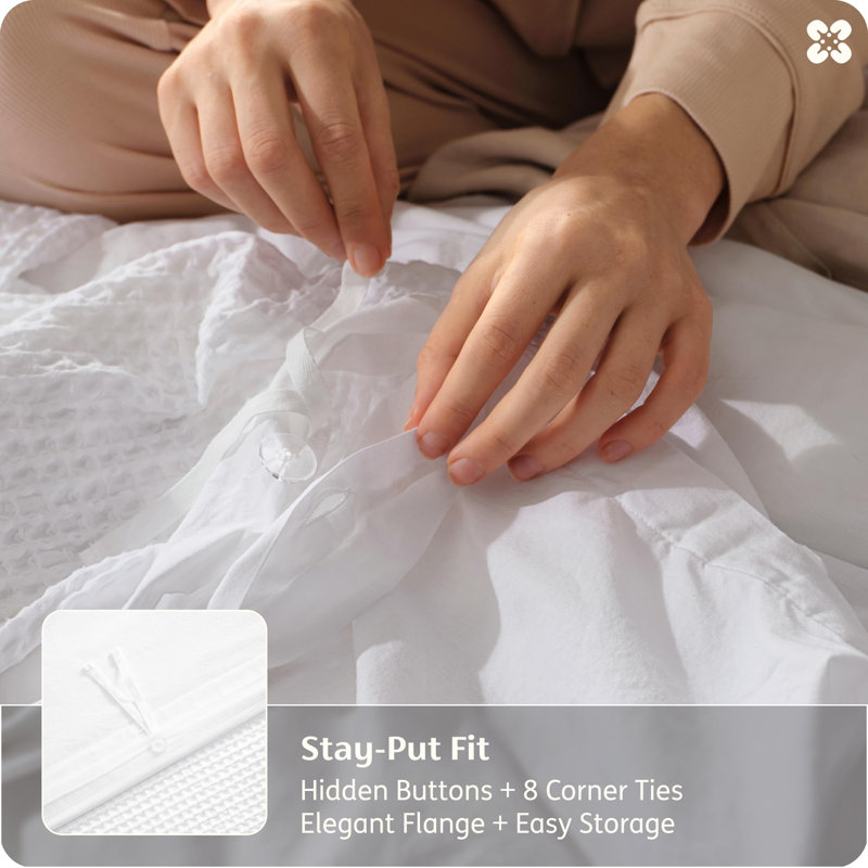 Bedsure Cotton Duvet Cover - 100% Cotton Waffle Weave Linen Duvet Cover, PureWoven Textured Breathable Bedding Comforter Cover, Duvet Cover Only