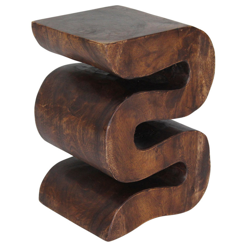 Harison Solid Wood End Table, Dark Brown Wood, 20" H x 14" W x 12" D