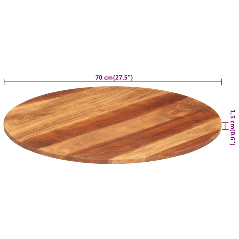  Table Top Solid Wood Acacia Round 0.59"-0.63" 27.6"