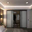 Armoire coulissante 4 panneaux en verre givré - Structure en aluminium avec technologie Silent Glide-92149739-92149737